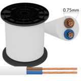 Aigostar Strømkabel - 150m - 2x 0,75mm2 med hvid kappe flad - H05VVVH2-F Aigostar Strømkabel - 150m - 2x 0,75mm2 med hvid kappe flad - H05VVVH2-F