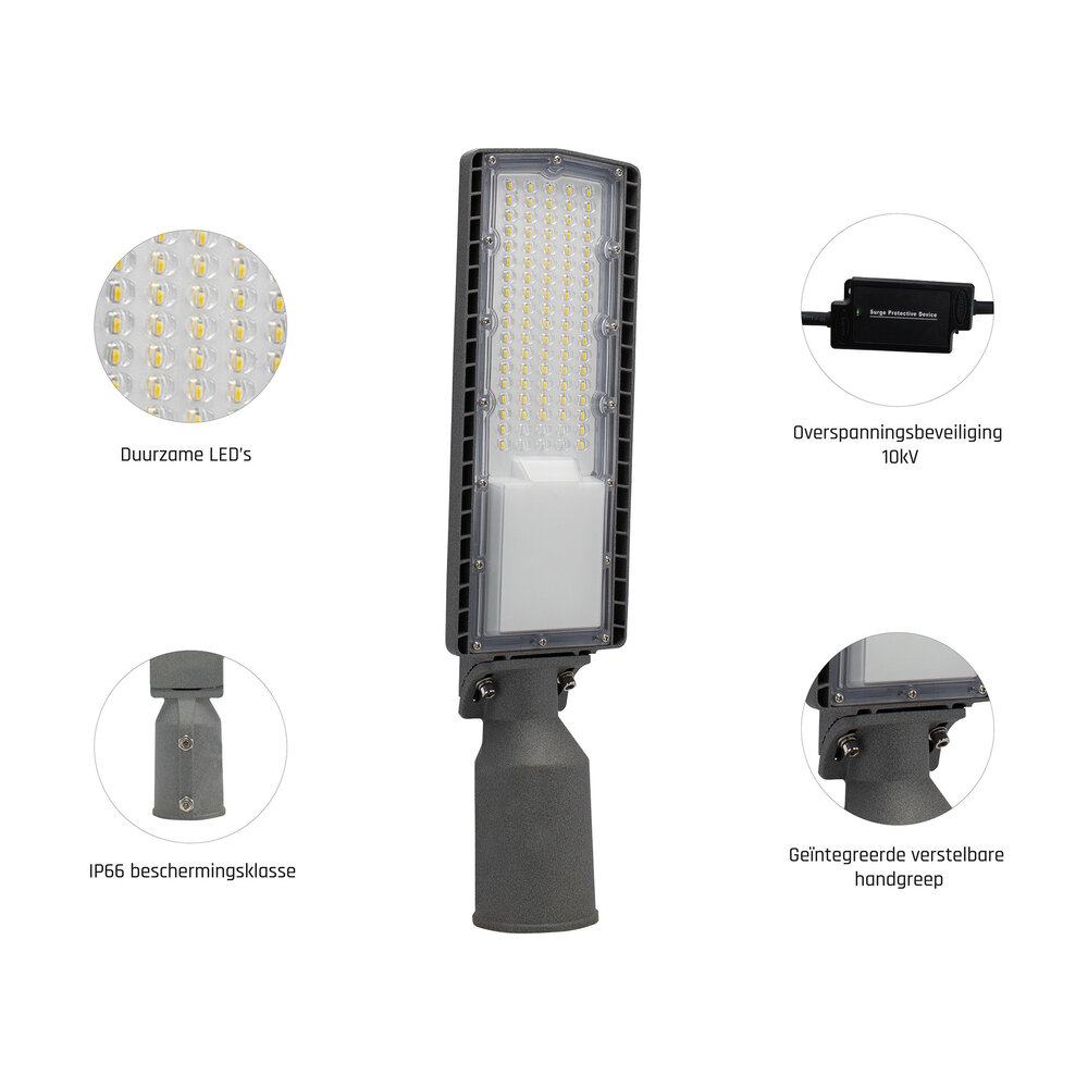 Spectrum LED gadelampe - 50W - IP66 - 7600lm - 4000K neutralt hvidt lys - Sort Spectrum LED gadelampe - 50W - IP66 - 7600lm - 4000K neutralt hvidt lys - Sort