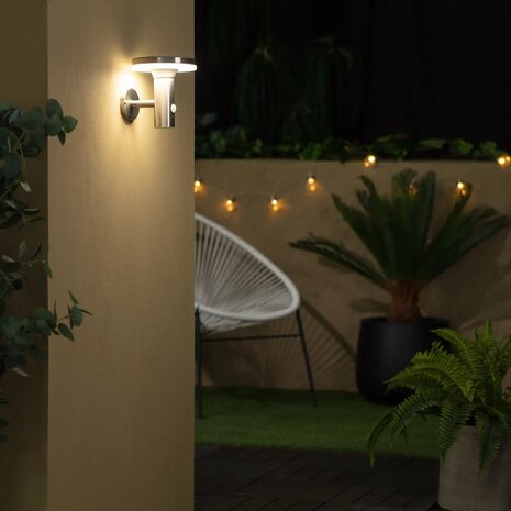 LCB Solar LED væglampe udendørs - PIR bevægelsessensor - 3800K-4200K - IP44 LCB Solar LED væglampe udendørs - PIR bevægelsessensor - 3800K-4200K - IP44