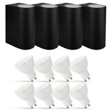 LCB Sæt med 4 LED Udendørs Væglamper - 8x 2,8W - 2700K - Sort