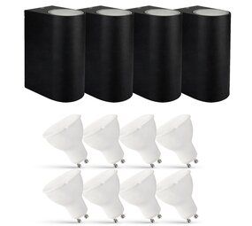 LCB Sæt med 4 LED Udendørs Væglamper - 8x 2,8W - 2700K - Sort LCB Sæt med 4 LED Udendørs Væglamper - 8x 2,8W - 2700K - Sort