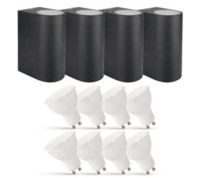 LCB Sæt med 4 LED udendørs væglamper - 8x 2,8W - 2700K - antracit LCB Sæt med 4 LED udendørs væglamper - 8x 2,8W - 2700K - antracit