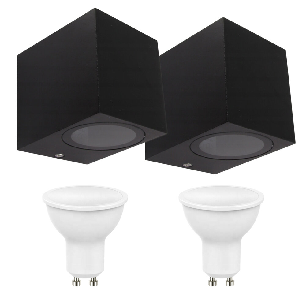 LCB Sæt med 2 LED Udendørs Væglamper - 2x 4W - 3000K - Antracit