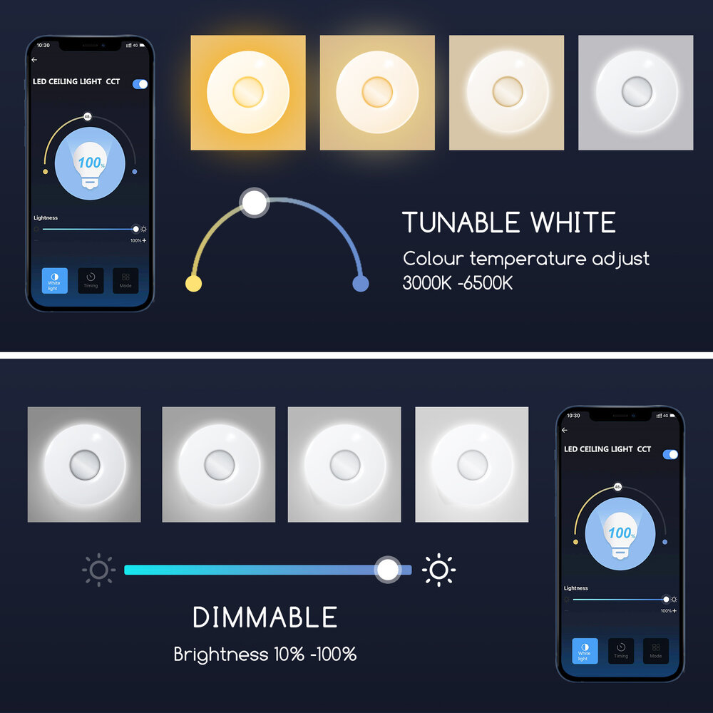 Aigostar WiFi LED-loftslampe - 18W - CCT - Betjent via en smartphone-app Aigostar WiFi LED-loftslampe - 18W - CCT - Betjent via en smartphone-app