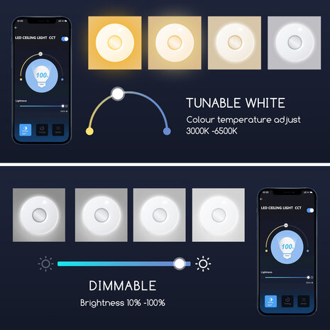 Aigostar WiFi LED-loftslampe - 18W - CCT - Betjent via en smartphone-app Aigostar WiFi LED-loftslampe - 18W - CCT - Betjent via en smartphone-app