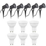 LCB Sæt med 6 LED jordspyd 100cm kabel - 6x 4W - 3000K - IP65 - Sort