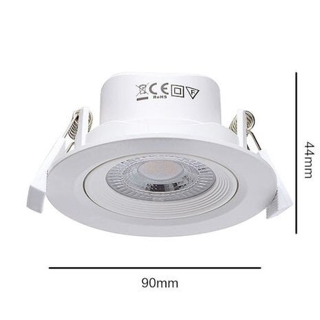 Braytron LED indbygningsspot - 5W erstatter 53W - 4000K neutralt hvidt lys - Vipbar