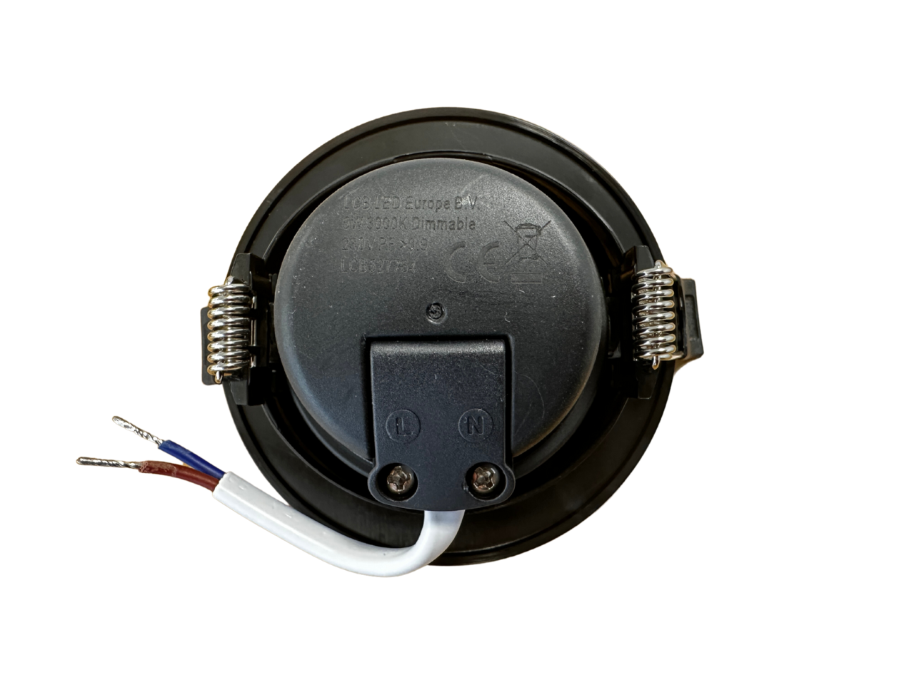 Sæt med 10 stk. LED indbygningsspot Dæmpbar - 5W erstatter 50W - 3000K varmt hvidt lys - Vipbar Sort