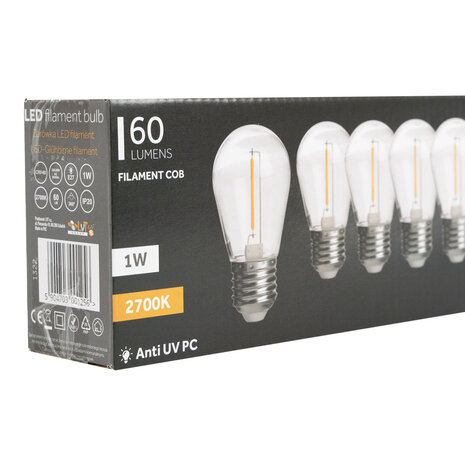 Spectrum Multipakke 5 stk LED-pære E27 - 1W glødetrød - 2700K Varm hvid Spectrum Multipakke 5 stk LED-pære E27 - 1W glødetrød - 2700K Varm hvid