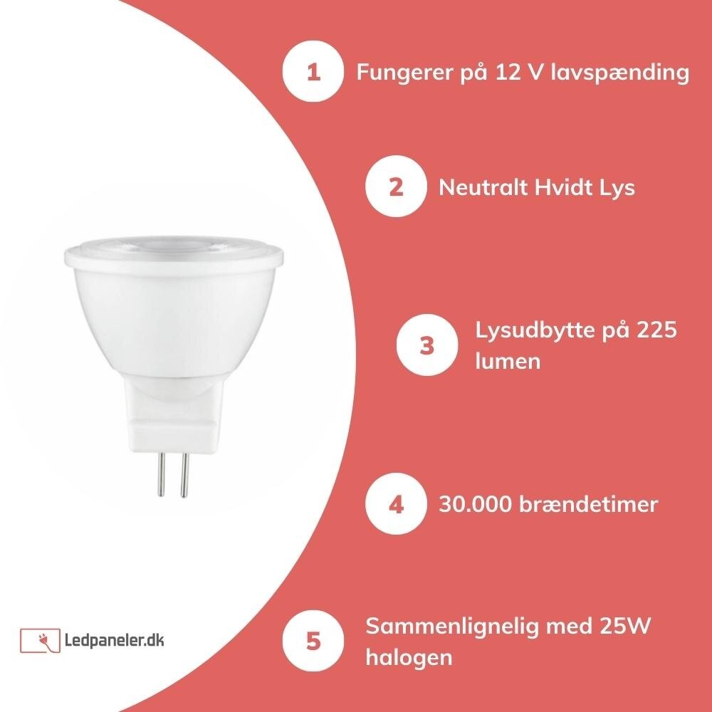 LED Line LED Spot GU4 - MR11 LED - 3W erstatter 25W - 4000K Neutral hvid LED Line LED Spot GU4 - MR11 LED - 3W erstatter 25W - 4000K Neutral hvid