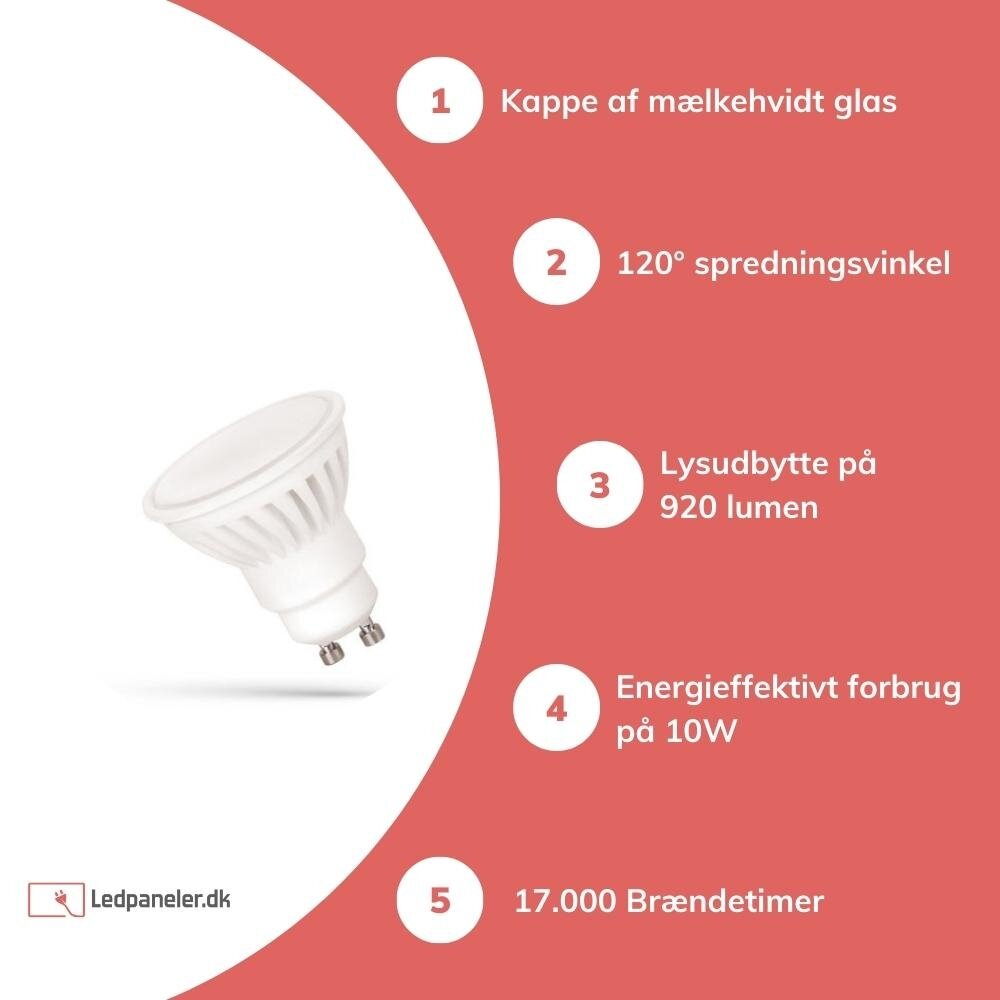 LED GU10 spot - 10W erstatter 100W - 4000K Neutral hvid - keramik LED GU10 spot - 10W erstatter 100W - 4000K Neutral hvid - keramik