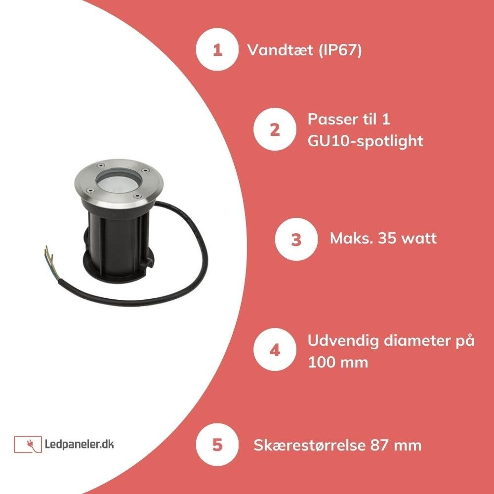 Spectrum LED Ground Spot Rund - GU10 fatning - IP67 vandtæt Spectrum LED Ground Spot Rund - GU10 fatning - IP67 vandtæt