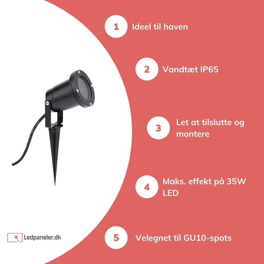 LED Havelampe på spyd - GU10-fatning IP54 Vandtæt - Eksklusiv LED pære