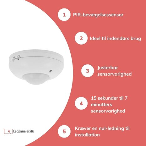 Kanlux Overflademonteret bevægelsessensor 360° - IP20 - PIR infrarød bevægelsesdetektor - 230V maks. 1200W - Hvid Kanlux Overflademonteret bevægelsessensor 360° - IP20 - PIR infrarød bevægelsesdetektor - 230V maks. 1200W - Hvid