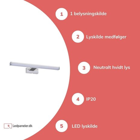 Kanlux LED Spejllampe badeværelse 40cm - 8W 4000K Neutral hvid Kanlux LED Spejllampe badeværelse 40cm - 8W 4000K Neutral hvid