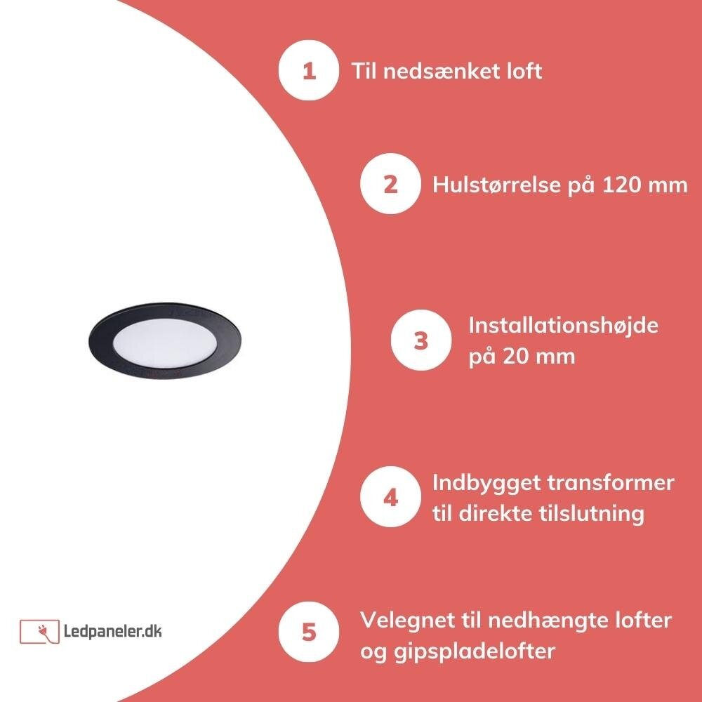 Kanlux LED forsænket spot rund - 6W erstatter 40W - monteringsstørrelse Ø120mm - 3000K Varm hvid Kanlux LED forsænket spot rund - 6W erstatter 40W - monteringsstørrelse Ø120mm - 3000K Varm hvid
