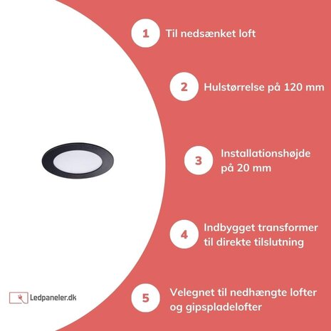 Kanlux LED forsænket spot rund - 6W erstatter 40W - monteringsstørrelse Ø120mm - 3000K Varm hvid Kanlux LED forsænket spot rund - 6W erstatter 40W - monteringsstørrelse Ø120mm - 3000K Varm hvid