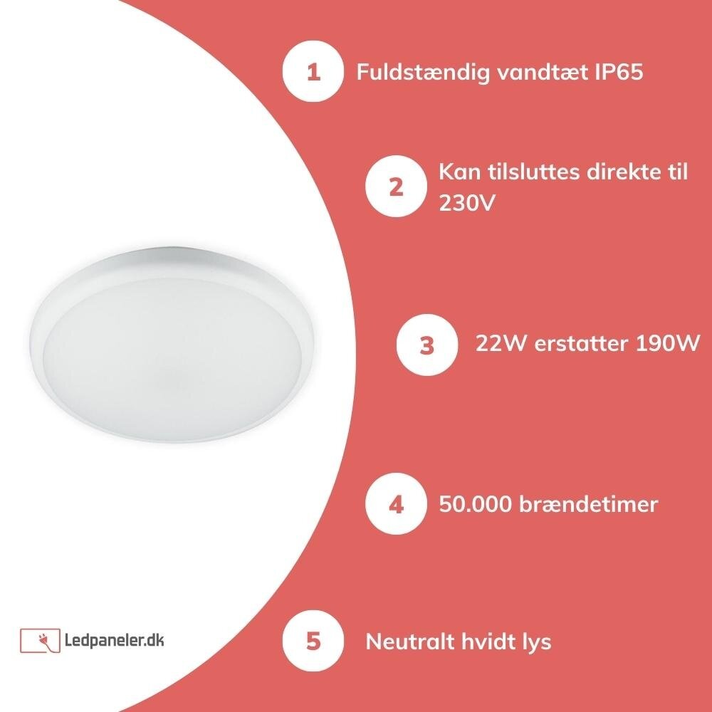 LED Line Loftslampe LED - IP65 Vandtæt - 22W erstatter 190W - Neutral hvid 4000K - 5 års garanti LED Line Loftslampe LED - IP65 Vandtæt - 22W erstatter 190W - Neutral hvid 4000K - 5 års garanti