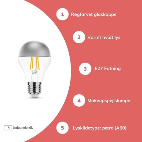 Modee Lighting ED Filament Spejl pære - E27 A60 4W - 2700K Varm hvid Modee Lighting ED Filament Spejl pære - E27 A60 4W - 2700K Varm hvid