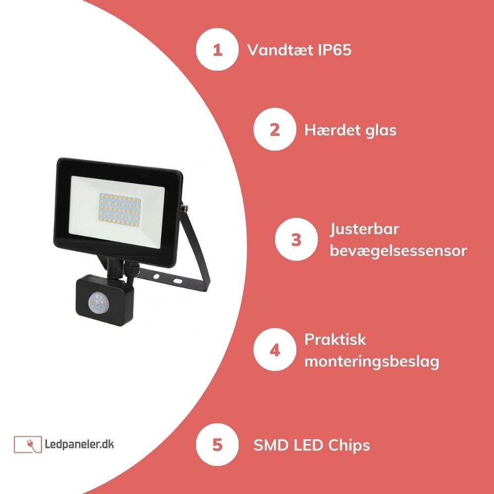 Modee Lighting LED-projetørlampe med sensor IP65 - 10W 900 Lumen - 4000K hvidt lys - 1 års garanti Modee Lighting LED-projetørlampe med sensor IP65 - 10W 900 Lumen - 4000K hvidt lys - 1 års garanti