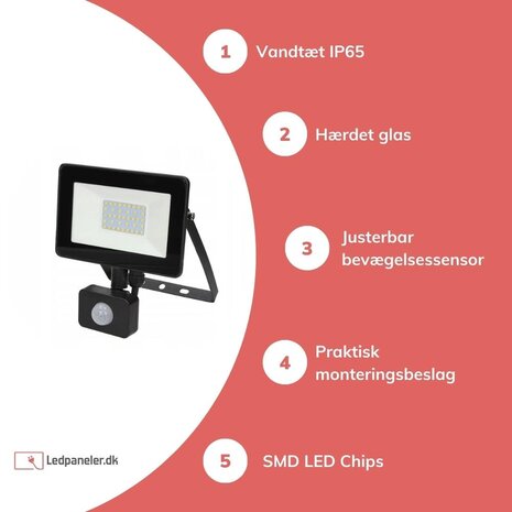 Modee Lighting LED-projetørlampe med sensor IP65 - 10W 900 Lumen - 4000K hvidt lys - 1 års garanti Modee Lighting LED-projetørlampe med sensor IP65 - 10W 900 Lumen - 4000K hvidt lys - 1 års garanti