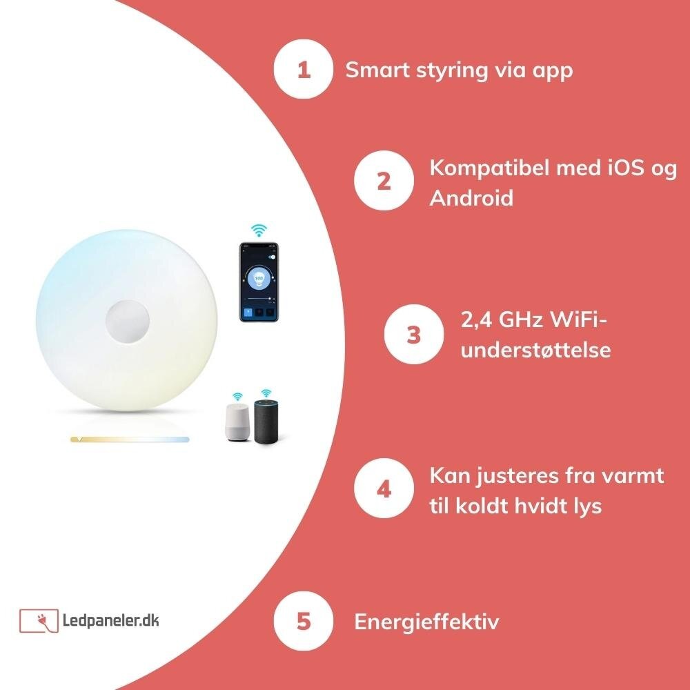 Aigostar WiFi LED-loftslampe - 18W - CCT - Betjent via en smartphone-app Aigostar WiFi LED-loftslampe - 18W - CCT - Betjent via en smartphone-app