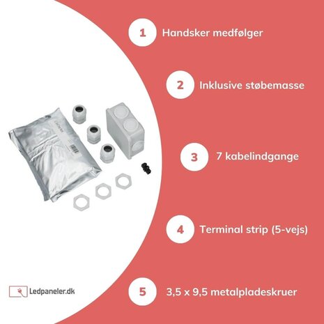 Vandtæt samleboks til videresløjfning IP68 komplet inkl. samledåse og resin