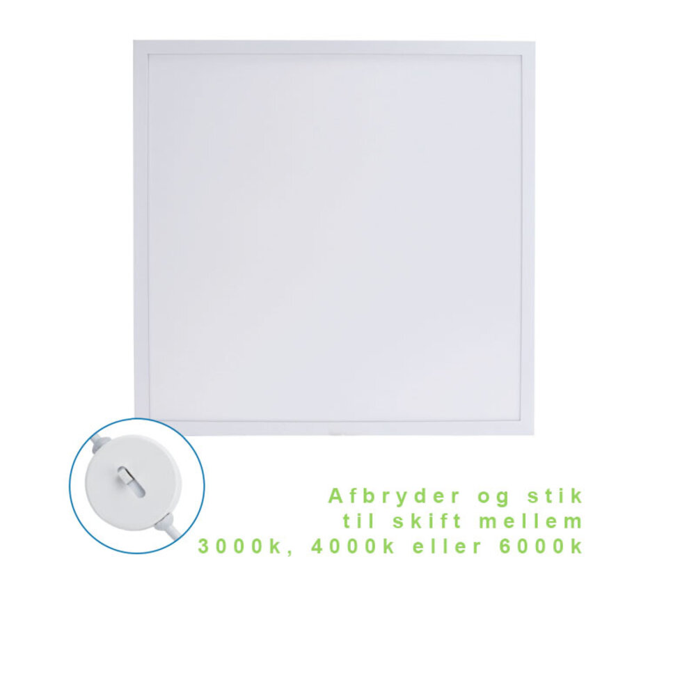 Aigostar LED panel 60x60cm Baggrundsbelyst UGR22 - 40W 4000lm - CCT 3 lystemperature i 1 - Flimmerfri - 3 års garanti