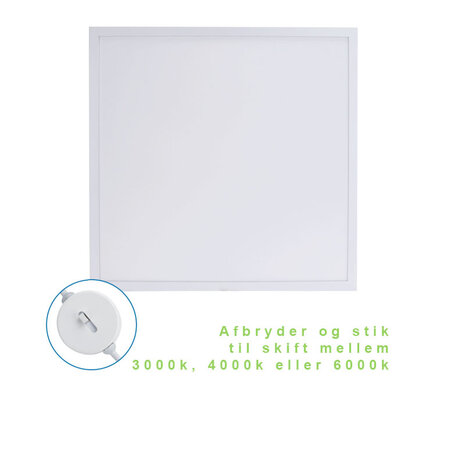 Aigostar LED panel 60x60cm Baggrundsbelyst UGR22 - 40W 4000lm - CCT 3 lystemperature i 1 - Flimmerfri - 3 års garanti