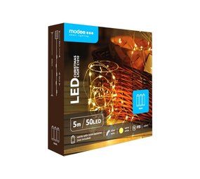 Julelyskæde - 5 meter 50leds - 2700K varmt hvidt lys - 3x AA-batteri Julelyskæde - 5 meter 50leds - 2700K varmt hvidt lys - 3x AA-batteri