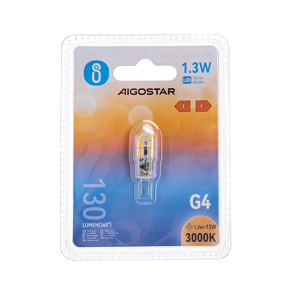 Aigostar LED G4 - 1,5W erstatter 14W - 3000K Varm hvid - 38x12mm