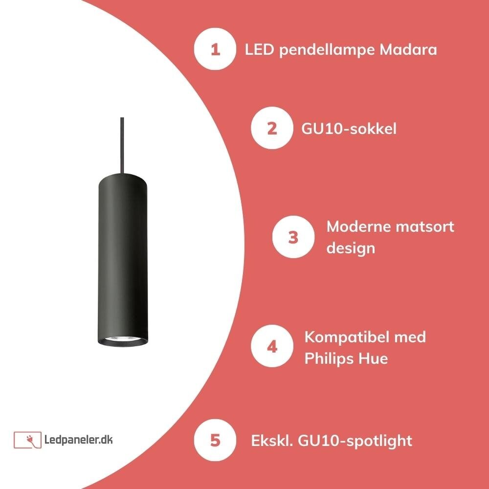Spectrum LED hængelampe MADARA - 1x GU10 tilslutning - Mat sort Spectrum LED hængelampe MADARA - 1x GU10 tilslutning - Mat sort