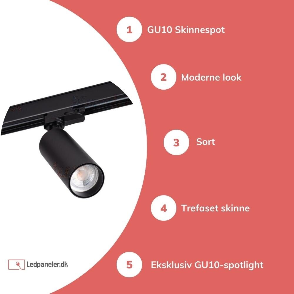 Kanlux LED GU10 skinnespot sort - 3-faset universal - til 1 enkelt LED GU10 spotpære Kanlux LED GU10 skinnespot sort - 3-faset universal - til 1 enkelt LED GU10 spotpære