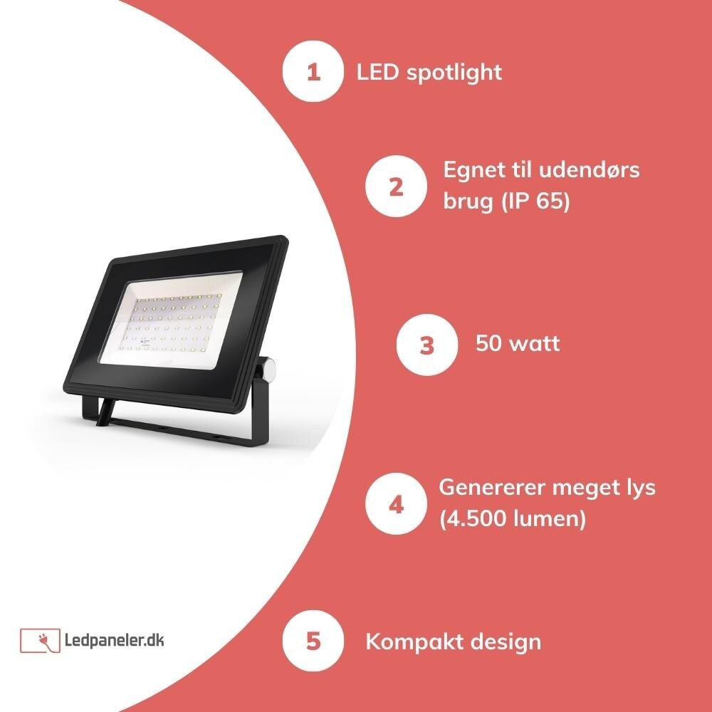 Modee LED projektørlampe - 50W erstatter 450W - Valgfri lystemperatur - 3 års garanti Modee LED projektørlampe - 50W erstatter 450W - Valgfri lystemperatur - 3 års garanti