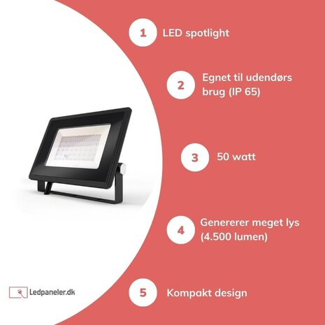 Modee LED projektørlampe - 50W erstatter 450W - Valgfri lystemperatur - 3 års garanti Modee LED projektørlampe - 50W erstatter 450W - Valgfri lystemperatur - 3 års garanti