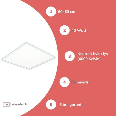 Aigostar LED Panel 60x60cm - Neutral hvid 4000K 40W 4600lm Aigostar LED Panel 60x60cm - Neutral hvid 4000K 40W 4600lm