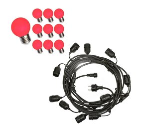 Spectrum Lysguirlande 10m - Inkl. 10x LED Lampe G45 rød - 1W