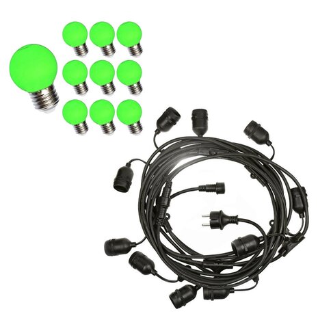 Spectrum Lysguirlande 10m - Inkl. 10x LED Lampe G45 grøn - 1W Spectrum Lysguirlande 10m - Inkl. 10x LED Lampe G45 grøn - 1W