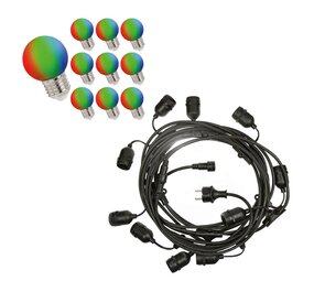 Spectrum Lysguirlande 10m - Inkl. 10x LED-lampe G45 RGB - 1W Spectrum Lysguirlande 10m - Inkl. 10x LED-lampe G45 RGB - 1W