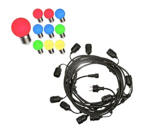 Spectrum Lysguirlande 10m - Inkl. 10x LED-lampe G45 forskellige farver - 1W
