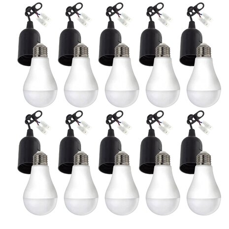 Multipakke fatningssæt 10 stk. E27 inkl. Samlemuffe - og 10x LED pære - E27 fitting - 10W 4000k neutralt hvidt lys Multipakke fatningssæt 10 stk. E27 inkl. Samlemuffe - og 10x LED pære - E27 fitting - 10W 4000k neutralt hvidt lys