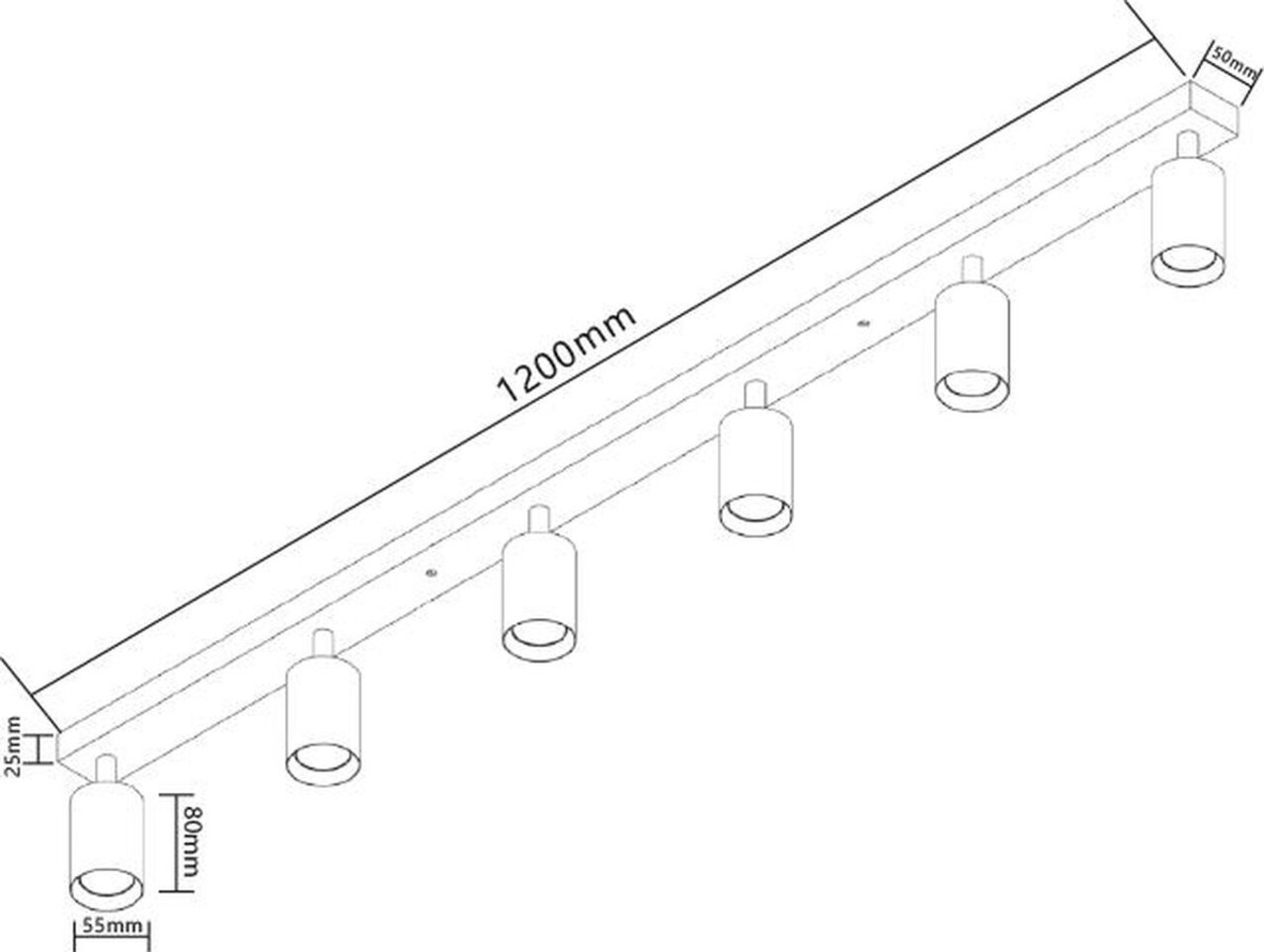 LED påbygningsspot sort - 6 justerbare spots - GU10-fatning