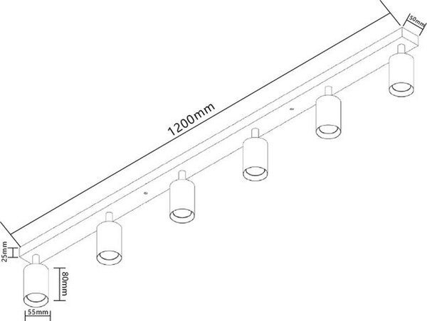 LED påbygningsspot sort - 6 justerbare spots - GU10-fatning