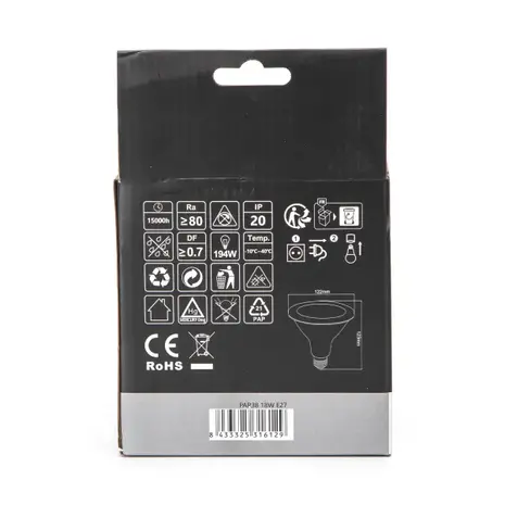 Aigostar LED pære - E27 PAR38 18W Kold hvid 6500K Aigostar LED pære - E27 PAR38 18W Kold hvid 6500K