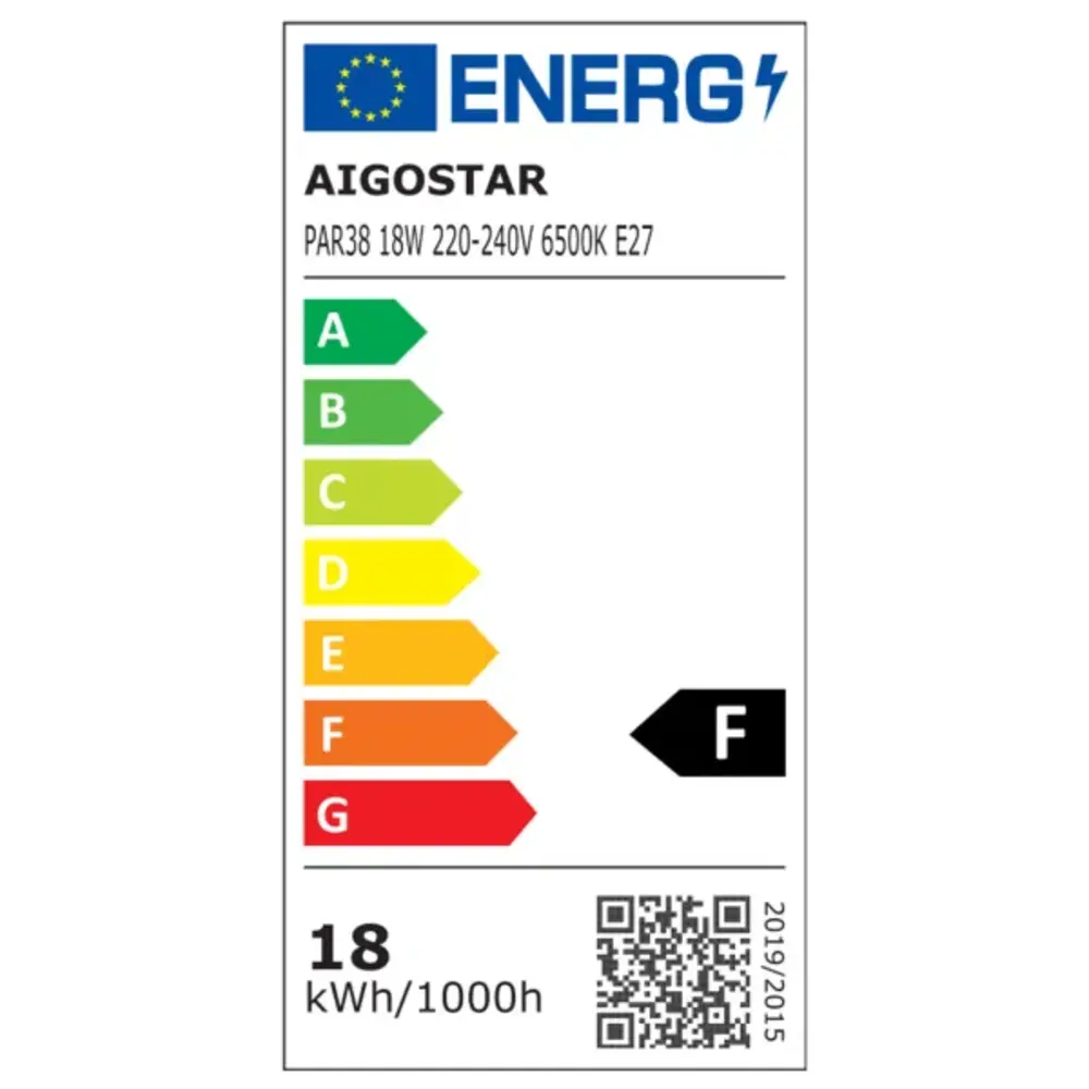Aigostar LED pære - E27 PAR38 18W Kold hvid 6500K Aigostar LED pære - E27 PAR38 18W Kold hvid 6500K