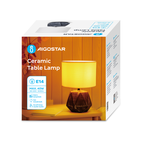 Aigostar Keramisk bordlampe (uden lyskilde) E14 - Mørkegrå Aigostar Keramisk bordlampe (uden lyskilde) E14 - Mørkegrå