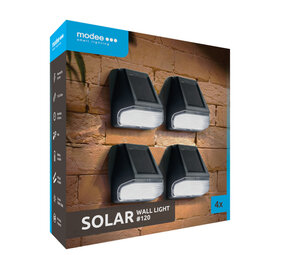 Modee Lighting 4-pak - LED Solcelle væglampe - 7500K dagslys hvid - 3 Lumen - IP44 Modee Lighting 4-pak - LED Solcelle væglampe - 7500K dagslys hvid - 3 Lumen - IP44