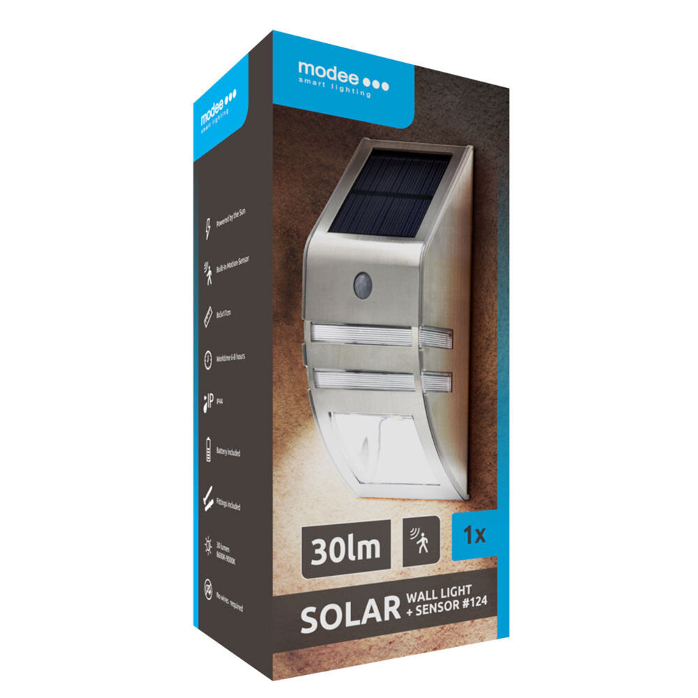 Modee Lighting LED Solcelle væglampe med sensor - 9000K dagslys hvid - 30 Lumen - IP44