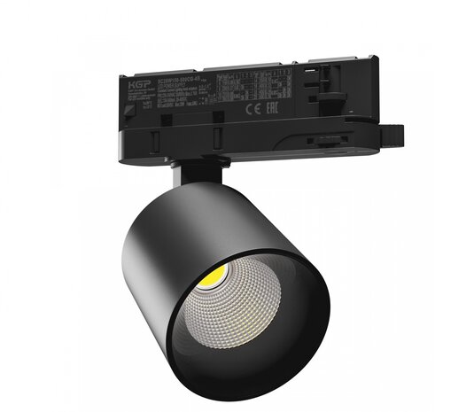 Spectrum 3-faset LED-skinnespot Artemida Max - 3000K - 6-20W DIP Switch kan dæmpes - 75x78 - Sort