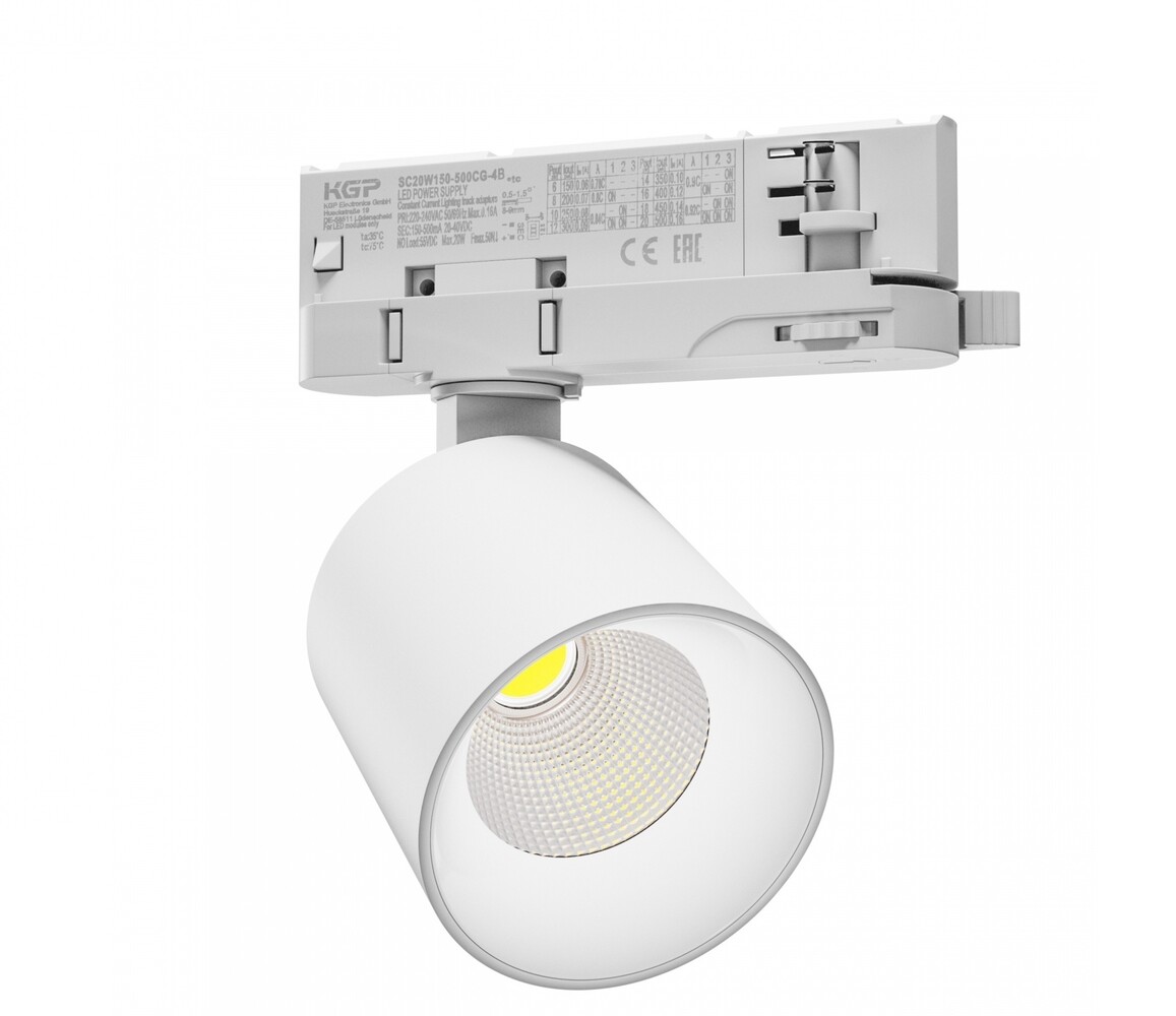 Spectrum 3-faset LED-skinnespot Artemida Max - 3000K - 6-20W DIP Switch kan dæmpes - 75x78 - Hvid Spectrum 3-faset LED-skinnespot Artemida Max - 3000K - 6-20W DIP Switch kan dæmpes - 75x78 - Hvid